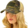 imageCC Ponycap Messy High Bun Ponytail Adjustable Mesh Trucker Baseball Cap HatAmerican Flag Camo Olive