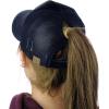 imageCC Ponycap Messy High Bun Ponytail Adjustable Mesh Trucker Baseball Cap HatBlue