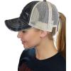 imageCC Ponycap Messy High Bun Ponytail Adjustable Mesh Trucker Baseball Cap HatCamo Black