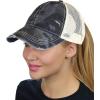 imageCC Ponycap Messy High Bun Ponytail Adjustable Mesh Trucker Baseball Cap HatCamo Black