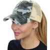 imageCC Ponycap Messy High Bun Ponytail Adjustable Mesh Trucker Baseball Cap HatCamo Blue