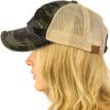 imageCC Ponycap Messy High Bun Ponytail Adjustable Mesh Trucker Baseball Cap HatCamouflage Black