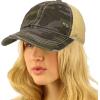 imageCC Ponycap Messy High Bun Ponytail Adjustable Mesh Trucker Baseball Cap HatCamouflage Black