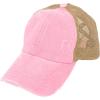 imageCC Ponycap Messy High Bun Ponytail Adjustable Mesh Trucker Baseball Cap HatCriss Cross Light Pink