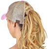 imageCC Ponycap Messy High Bun Ponytail Adjustable Mesh Trucker Baseball Cap HatCriss Cross Mesh Baby Pink