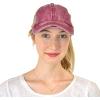 imageCC Ponycap Messy High Bun Ponytail Adjustable Mesh Trucker Baseball Cap HatCriss Cross Mesh Berry
