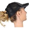 imageCC Ponycap Messy High Bun Ponytail Adjustable Mesh Trucker Baseball Cap HatCriss Cross Mesh Black