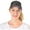 imageCC Ponycap Messy High Bun Ponytail Adjustable Mesh Trucker Baseball Cap HatCriss Cross Mesh BlackBeige