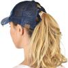 imageCC Ponycap Messy High Bun Ponytail Adjustable Mesh Trucker Baseball Cap HatCriss Cross Mesh Denim