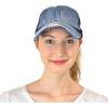 imageCC Ponycap Messy High Bun Ponytail Adjustable Mesh Trucker Baseball Cap HatCriss Cross Mesh Denim
