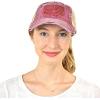 imageCC Ponycap Messy High Bun Ponytail Adjustable Mesh Trucker Baseball Cap HatCriss Cross Mesh Flag Berry