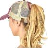 imageCC Ponycap Messy High Bun Ponytail Adjustable Mesh Trucker Baseball Cap HatCriss Cross Mesh Flag Berry