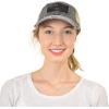 imageCC Ponycap Messy High Bun Ponytail Adjustable Mesh Trucker Baseball Cap HatCriss Cross Mesh Flag Black
