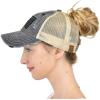 imageCC Ponycap Messy High Bun Ponytail Adjustable Mesh Trucker Baseball Cap HatCriss Cross Mesh Flag Black