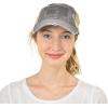 imageCC Ponycap Messy High Bun Ponytail Adjustable Mesh Trucker Baseball Cap HatCriss Cross Mesh Flag Gray