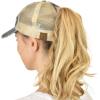 imageCC Ponycap Messy High Bun Ponytail Adjustable Mesh Trucker Baseball Cap HatCriss Cross Mesh Flag Gray
