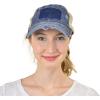 imageCC Ponycap Messy High Bun Ponytail Adjustable Mesh Trucker Baseball Cap HatCriss Cross Mesh Flag Navy