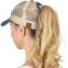 imageCC Ponycap Messy High Bun Ponytail Adjustable Mesh Trucker Baseball Cap HatCriss Cross Mesh Flag Navy