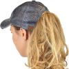imageCC Ponycap Messy High Bun Ponytail Adjustable Mesh Trucker Baseball Cap HatCriss Cross Mesh Gray