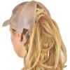 imageCC Ponycap Messy High Bun Ponytail Adjustable Mesh Trucker Baseball Cap HatCriss Cross Mesh Khaki