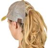 imageCC Ponycap Messy High Bun Ponytail Adjustable Mesh Trucker Baseball Cap HatCriss Cross Mesh Mustard