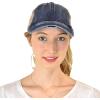 imageCC Ponycap Messy High Bun Ponytail Adjustable Mesh Trucker Baseball Cap HatCriss Cross Mesh Navy