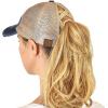 imageCC Ponycap Messy High Bun Ponytail Adjustable Mesh Trucker Baseball Cap HatCriss Cross Mesh Navy