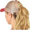 imageCC Ponycap Messy High Bun Ponytail Adjustable Mesh Trucker Baseball Cap HatCriss Cross Mesh Red