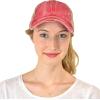 imageCC Ponycap Messy High Bun Ponytail Adjustable Mesh Trucker Baseball Cap HatCriss Cross Mesh Red