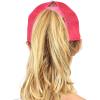 imageCC Ponycap Messy High Bun Ponytail Adjustable Mesh Trucker Baseball Cap HatCriss Cross Mesh Tie Dye Hot Pink