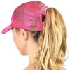 imageCC Ponycap Messy High Bun Ponytail Adjustable Mesh Trucker Baseball Cap HatCriss Cross Mesh Tie Dye Hot Pink