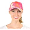 imageCC Ponycap Messy High Bun Ponytail Adjustable Mesh Trucker Baseball Cap HatCriss Cross Mesh Tie Dye Orange