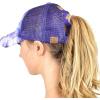 imageCC Ponycap Messy High Bun Ponytail Adjustable Mesh Trucker Baseball Cap HatCriss Cross Mesh Tie Dye Purple