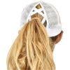 imageCC Ponycap Messy High Bun Ponytail Adjustable Mesh Trucker Baseball Cap HatCriss Cross Mesh White