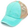 imageCC Ponycap Messy High Bun Ponytail Adjustable Mesh Trucker Baseball Cap HatCriss Cross Mint
