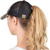 imageCC Ponycap Messy High Bun Ponytail Adjustable Mesh Trucker Baseball Cap HatCriss Cross Outdoor Hunting Mesh Back