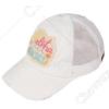 imageCC Ponycap Messy High Bun Ponytail Adjustable Mesh Trucker Baseball Cap HatCriss Cross Patch Aloha Beaches  White