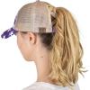 imageCC Ponycap Messy High Bun Ponytail Adjustable Mesh Trucker Baseball Cap HatCriss Cross Stars and Flag  Purple