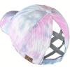 imageCC Ponycap Messy High Bun Ponytail Adjustable Mesh Trucker Baseball Cap HatCriss Cross Tie Dye Baby Pink