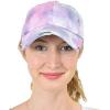 imageCC Ponycap Messy High Bun Ponytail Adjustable Mesh Trucker Baseball Cap HatCriss Cross Tie Dye Baby Pink