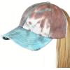 imageCC Ponycap Messy High Bun Ponytail Adjustable Mesh Trucker Baseball Cap HatCriss Cross Tie Dye Brown
