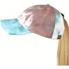 imageCC Ponycap Messy High Bun Ponytail Adjustable Mesh Trucker Baseball Cap HatCriss Cross Tie Dye Brown