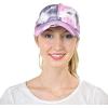 imageCC Ponycap Messy High Bun Ponytail Adjustable Mesh Trucker Baseball Cap HatCriss Cross Tie Dye Gray