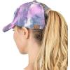 imageCC Ponycap Messy High Bun Ponytail Adjustable Mesh Trucker Baseball Cap HatCriss Cross Tie Dye Gray