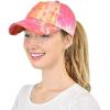 imageCC Ponycap Messy High Bun Ponytail Adjustable Mesh Trucker Baseball Cap HatCriss Cross Tie Dye Orange