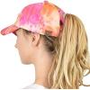 imageCC Ponycap Messy High Bun Ponytail Adjustable Mesh Trucker Baseball Cap HatCriss Cross Tie Dye Orange