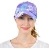 imageCC Ponycap Messy High Bun Ponytail Adjustable Mesh Trucker Baseball Cap HatCriss Cross Tie Dye Purple