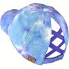 imageCC Ponycap Messy High Bun Ponytail Adjustable Mesh Trucker Baseball Cap HatCriss Cross Tie Dye Purple