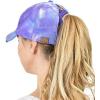 imageCC Ponycap Messy High Bun Ponytail Adjustable Mesh Trucker Baseball Cap HatCriss Cross Tie Dye Purple