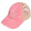 imageCC Ponycap Messy High Bun Ponytail Adjustable Mesh Trucker Baseball Cap HatDistressed Be Kind  Pink